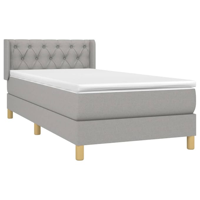 vidaXL - Boxspring - met - matras - stof - lichtgrijs - 80x200 - cm