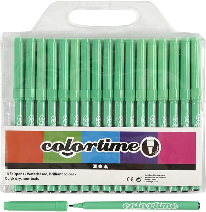 Colortime stift, lichtgroen, lijndikte 2 mm, 18 stuk/ 1 doos