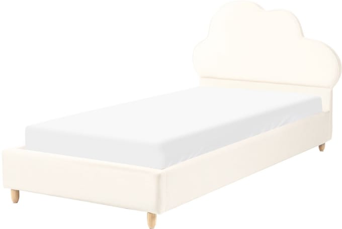 BELLEVUE - Eenpersoonsbed - Lichtbeige - 90 x 200 cm - Fluweel