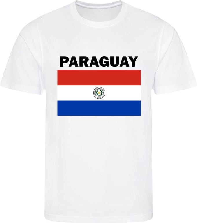 Paraguay - T-shirt Wit - Voetbalshirt - Maat: M - Landen shirts