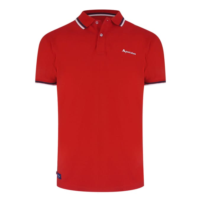 Aquascutum Active Katoenen Gestreepte Polo, Sneldrogend, Rood Poloshirt