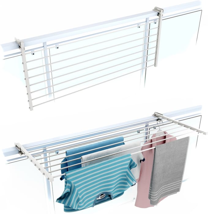 Foxydry Duo 118 cm hangend wasrek - wit - rechthoekige reling