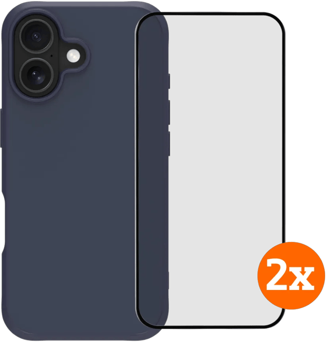 BlueBuilt Protective Back Cover iPhone 17 Blauw + Screenprotector Glas Duo Pack