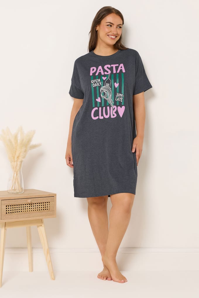 Yours 2 Pack Grijze Pasta Club Nachthemden Size 46-48