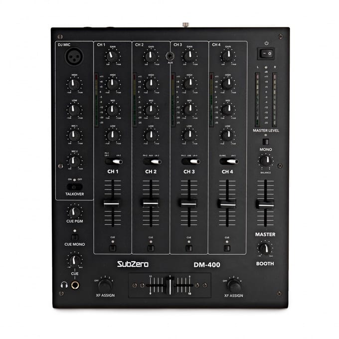 SubZero DM-400 4-kanaals DJ-Mixer met USB