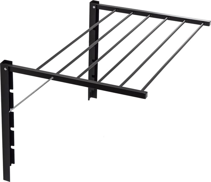 Droogrek - Opklapbare badkamerdroger aan de muur gemonteerd - 70 cm Zwart