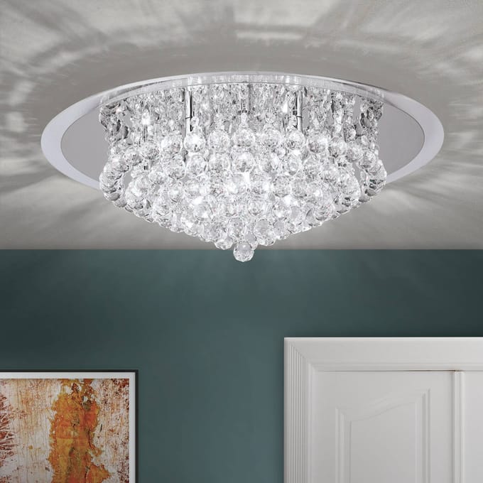 ORION Plafondlamp CAROL in chroom met kristalversiering