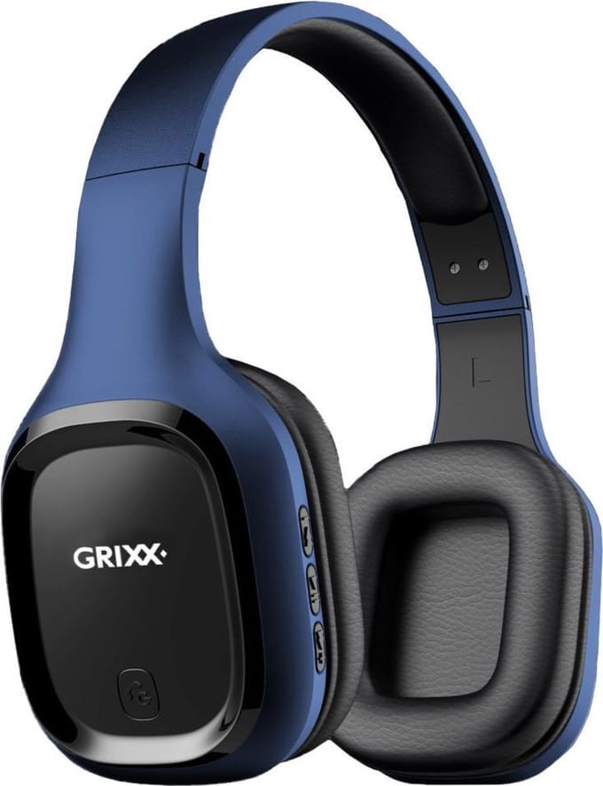 Grixx draadloze Bluetooth koptelefoon - Over-ear - Microfoon - Blauw - Lichtgewicht