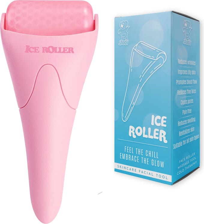 JAXY Ice Roller - Ijs Roller - Gezichtsroller - Dermaroller - Gua Sha - Skincare - Ice Roller Gezicht - Gezichtsmassage Apparaat - Jade Roller - Roze