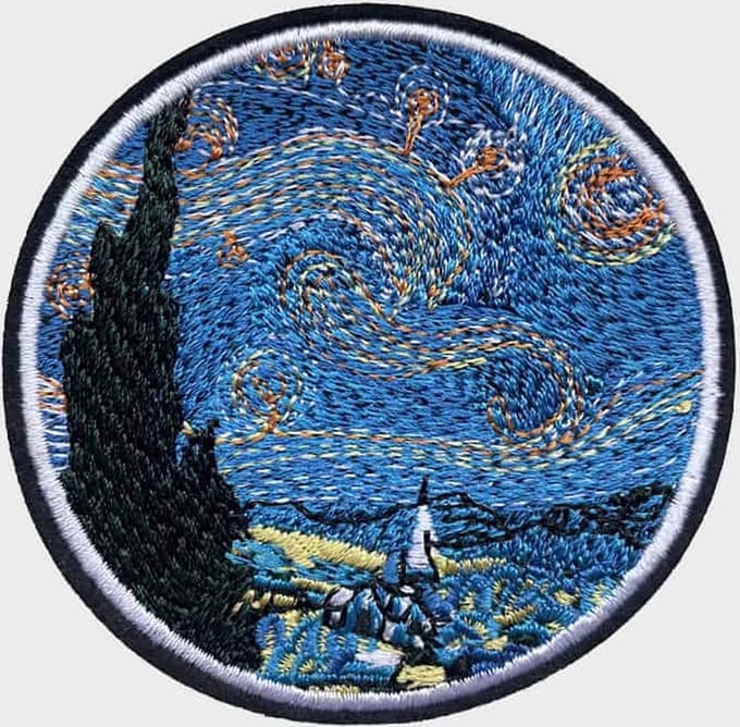 Patchy® – Van Gogh Sterrennacht Strijkpatch - Strijkapplicatie voor kleding en tassen
