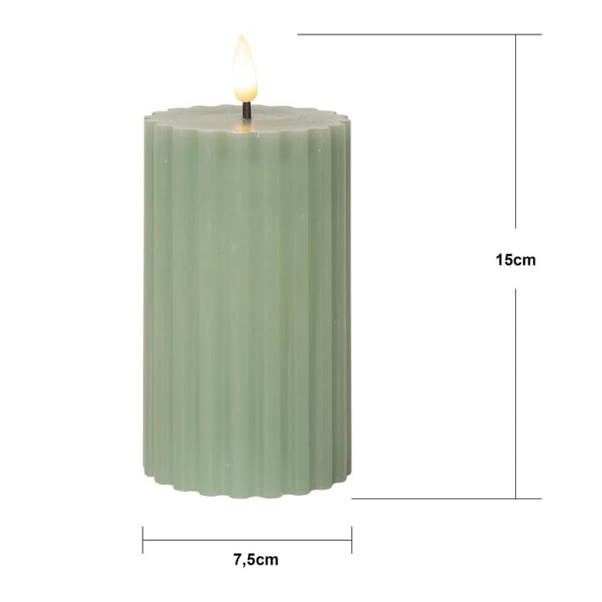 Star Trading LED-kaars van echte was 'Flame Stripe', flikkerend, groen, 15cm