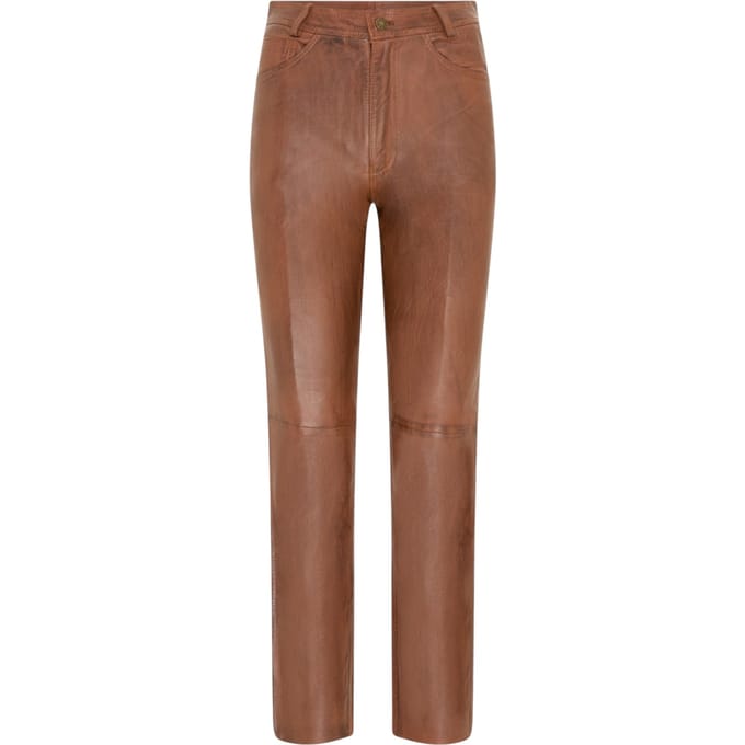Dames Tan Lamsleer 501 Biker Jeans - Ankara