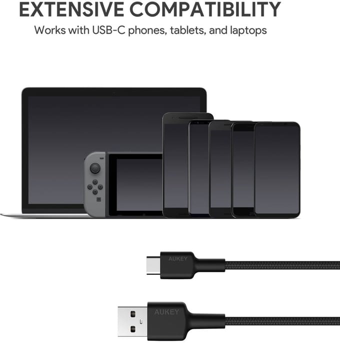 AUKEY CB-CD30 USB-kabel 0,9 m USB A USB C Zwart