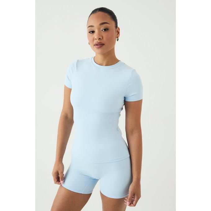 Dames Dsgn Studio Ultra Sculpt Korte Mouw Top | Light Blue | Maat: XL