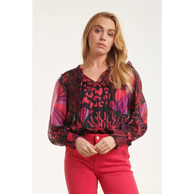 Smashed Lemon 24523 fuchsiapaarse hartjesprint top |