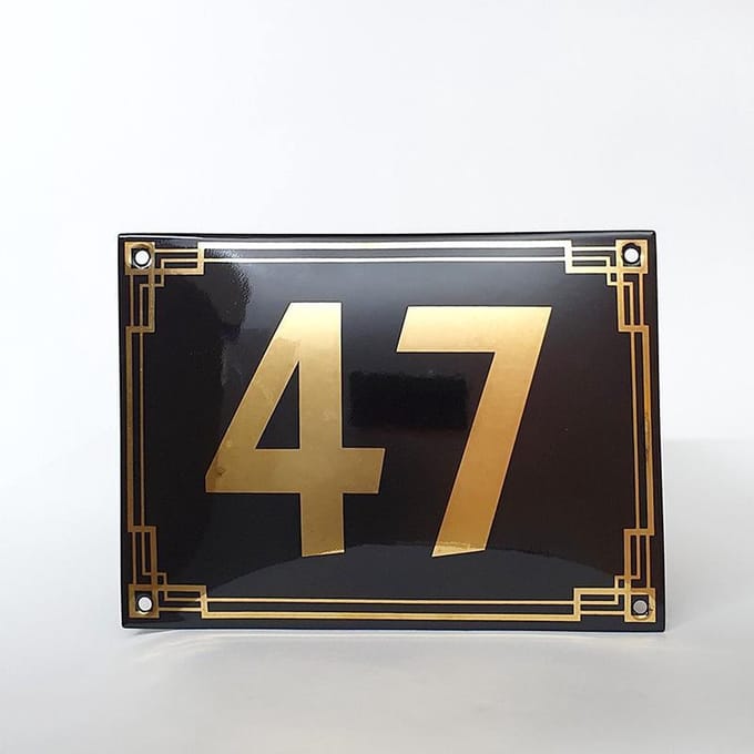 Art deco | jaren ’30 | luxe emaille huisnummer - 47