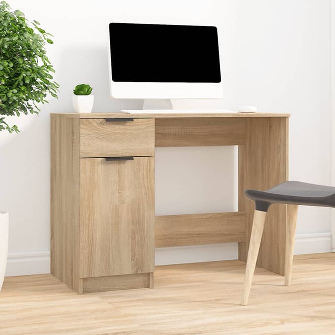 vidaXL - Bureau - 100x50x75 - cm - bewerkt - hout - sonoma - eikenkleurig