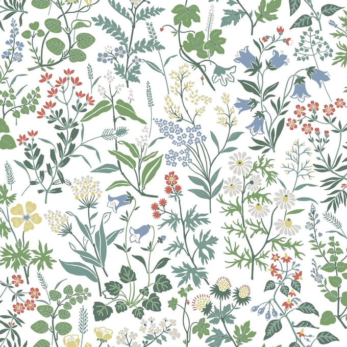 Boråstapeter Vliesbehang 4180 - Alla Tiders Hus - Botanisch Wit - 53cm x 10.05m