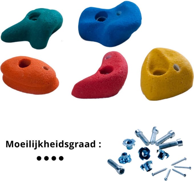 B-Play Klimstenen Set - Voor Speeltoestel - Klein - 5 Stenen - Multikleur