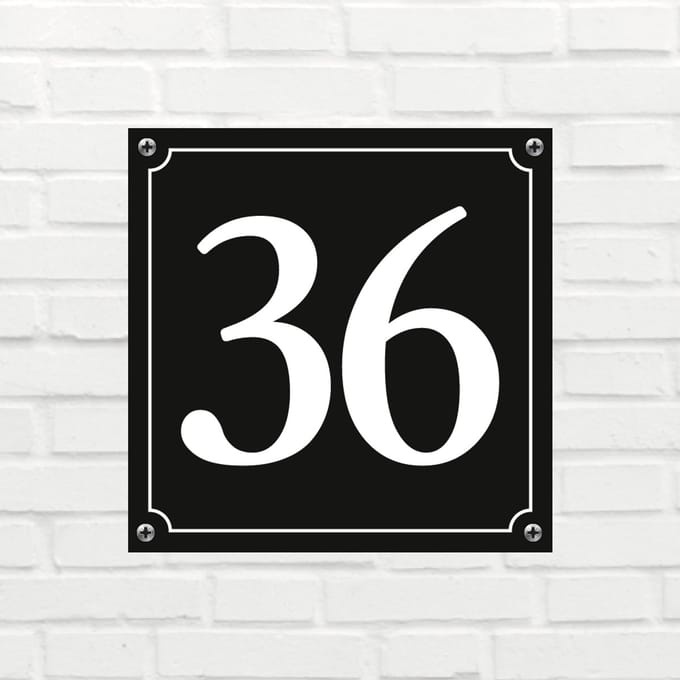 Huisnummerbord Mat zwart Deluxe - Nummer 36 - incl. bevestiging