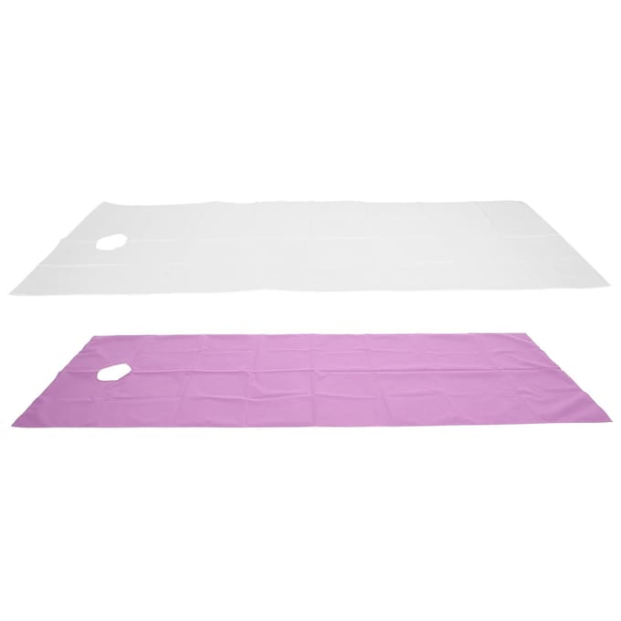 2 stuks Wegwerplakens Ademend Waterdicht Polyester Massagebedovertrek voor Schoonheidssalon(Wit Paars ) white