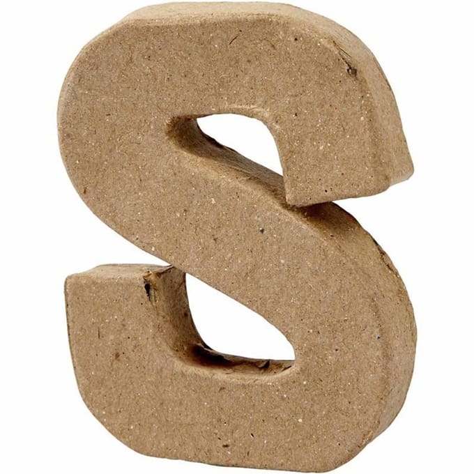 Letter, S, H: 10 cm, B: 8 cm, dikte 1,7 cm, 1 stuk