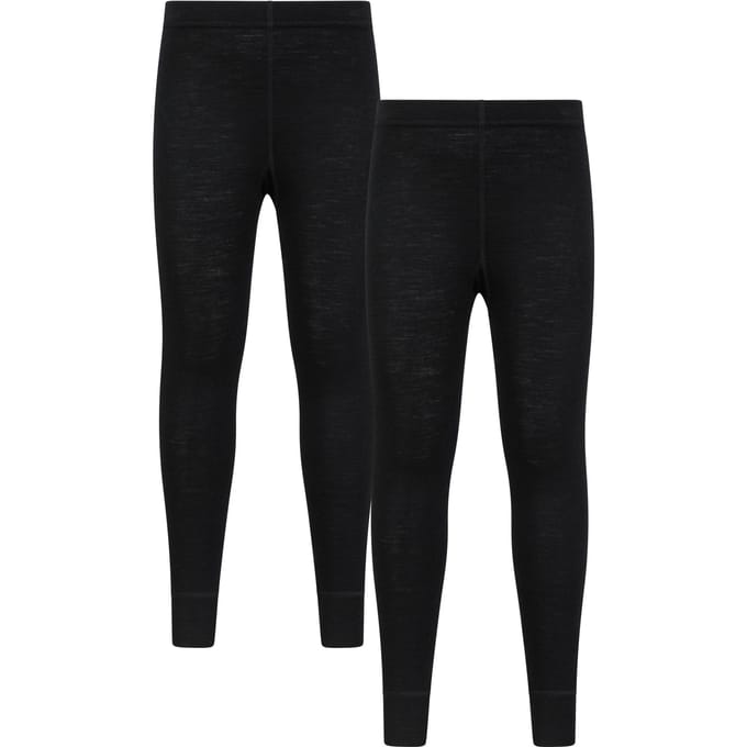 Mountain Warehouse Kinderen Merino Wol Basislaag Onderdeel (Verpakking van 2) (Zwart)