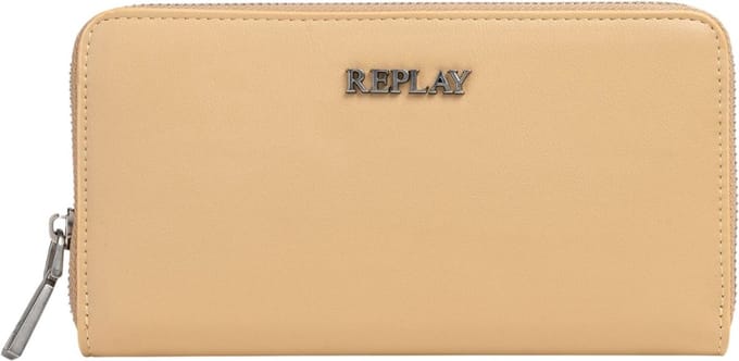 REPLAY Portemonnee Zip Around Wallet Safari Lichtbruin