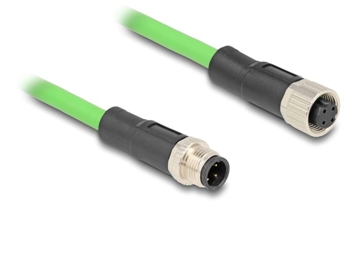 M12 4-pins D-gecodeerde industriële netwerk verlengkabel | CAT5e | PUR | 2 meter