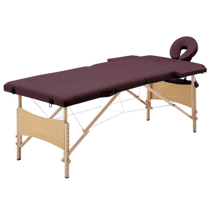 vidaXL - Massagetafel - inklapbaar - 2 - zones - hout - wijnpaars