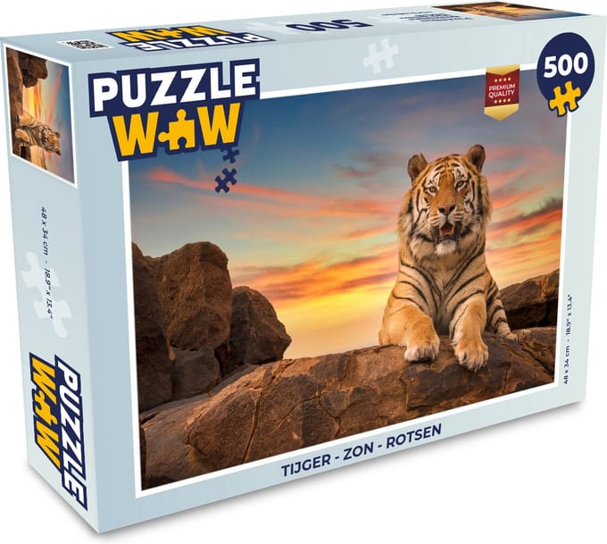 Puzzel Tijger - Zon - Rotsen - Legpuzzel - Puzzel 500 stukjes