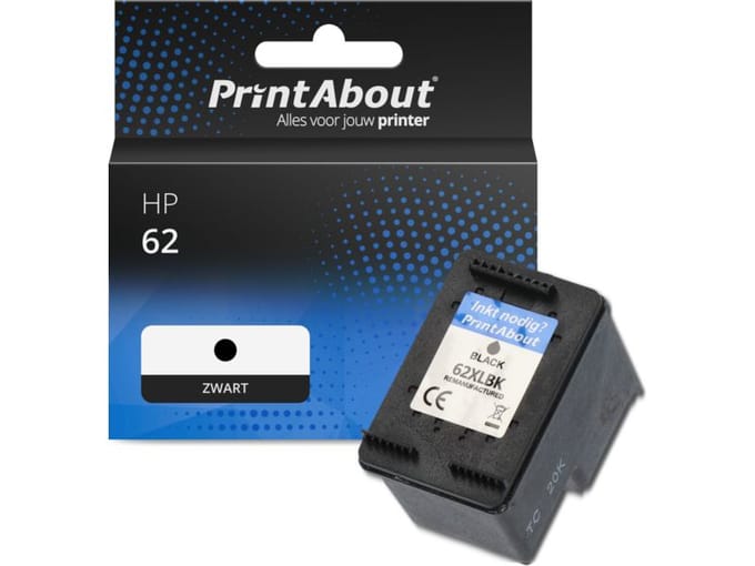 PrintAbout huismerk Inktcartridge 62 (C2P04AE) Zwart Geschikt voor HP