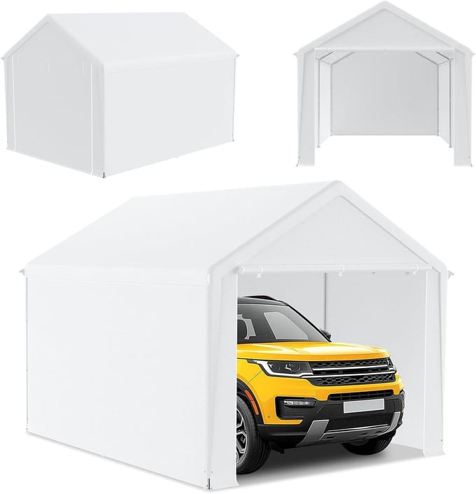 Opslagtent - Garagetent - Voertuig Beschermen - Robuuste Stalen Constructie - 3 x 4 Meter - Wit