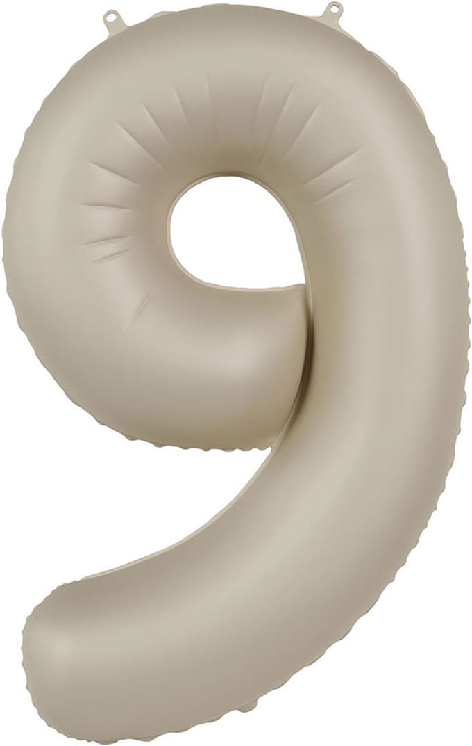Folieballon Cijfer 9 - Creamy Latte - Ultra Matt - 86 cm