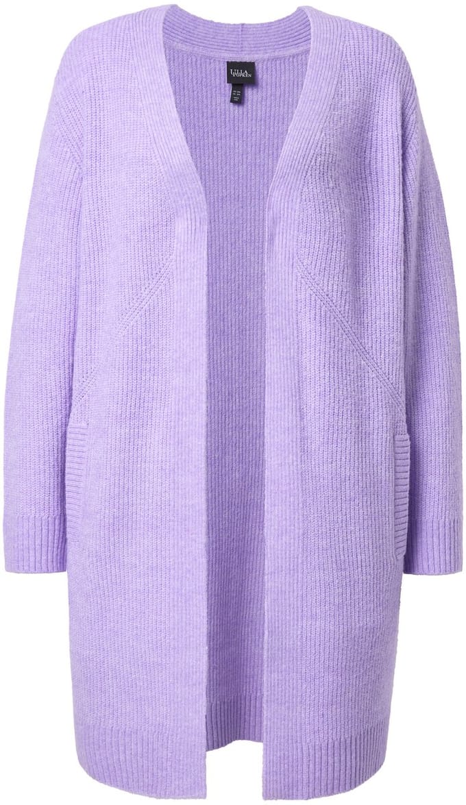 Ulla Popken - Dames - Lang vest geribbeld breisel zonder sluiting lange mouw - Lavendel - Maat 42+