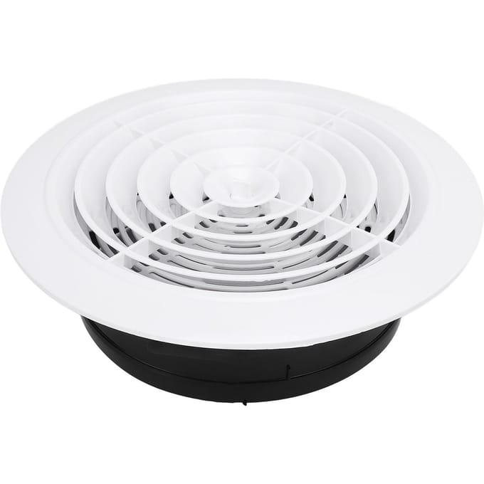 Grille d'aération ronde 200 mm Blanc ABS Réglable Mur Bouchon d'aération pour Salle de bain Bureau Cuisine