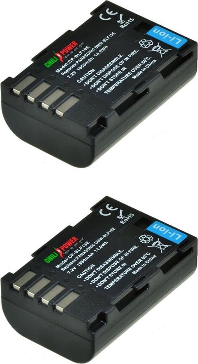 ChiliPower DMW-BLF19E accu voor Panasonic - 1950mAh - 2-Pack