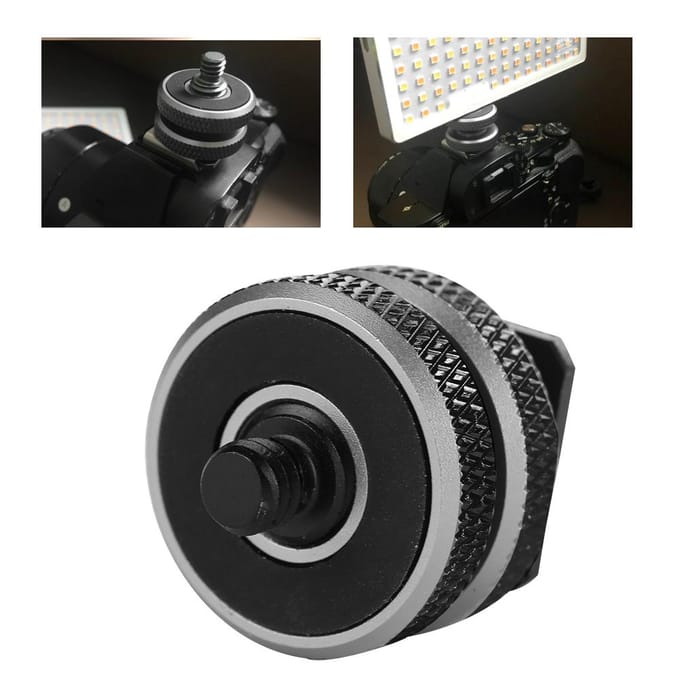 Adaptateur de fixation pour griffe porte-flash et microphone (38  à 14 ) gray