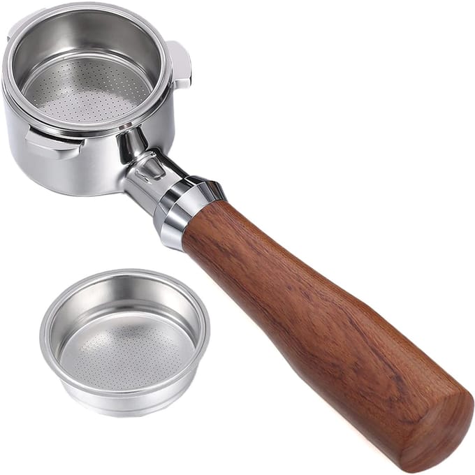 Aoresac 51mm porte-filtre sans fond expresso porte-filtre à café 3 oreilles avec 2 paniers filtrants argenté