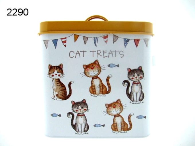 Bewaarblik kattenvoer - katten design - 24 x 16 x 19 cm
