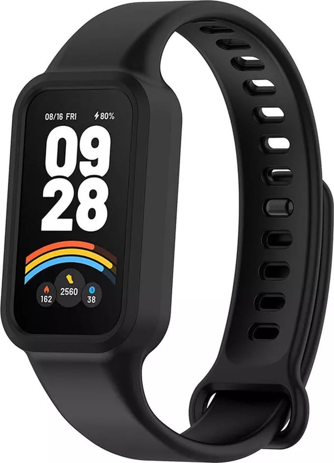 Strap-it Siliconen bandje met druksluiting - geschikt voor Xiaomi Smart Band 9 Active (zwart)