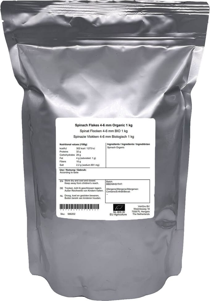 Spinazie Vlokken 4-6 mm - 1 Kg - Holyflavours