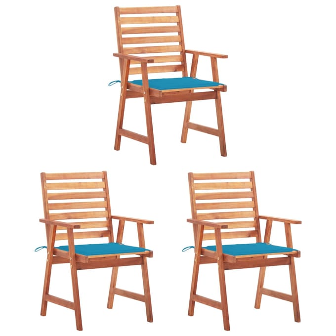 vidaXL - Tuinstoelen - 3 - st - met - kussens - massief - acaciahout
