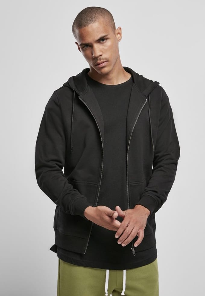 Urban Classics Basic Terry Zip Hoody Heren Vest met capuchon - zwart - XXL