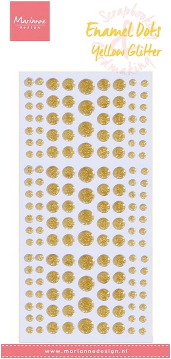 Enamel dots, Yellow glitter