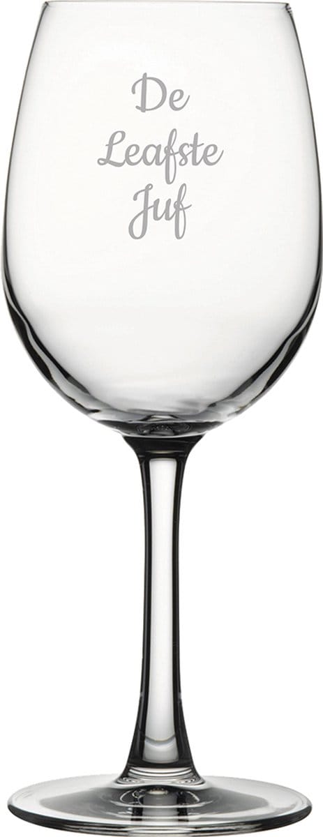Gegraveerde witte wijnglas 36cl De Leafste Juf