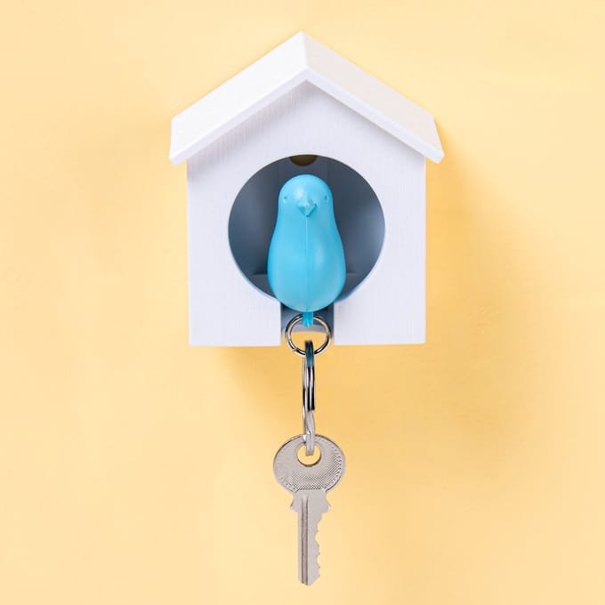 Qualy Sparrow Sleutelhanger - Wit/Blauw