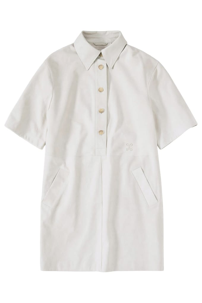 Closed Leather Dress Limestone Maat: M | Leren jurken Outlet | Dames | Ecru