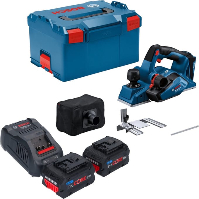 Bosch GHO 18V-26 Professionele accuschaafmachine 18 V 2,6 mm borstelloos + 2x ProCORE accu 5,5 Ah + lader + L-Boxx