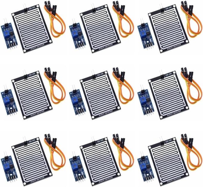 Regen Sensor Modules - Regen Detector - Weer Monitoren - Dubbelzijdig FR-04 Materiaal - 5.0 x 4 cm - Zilver